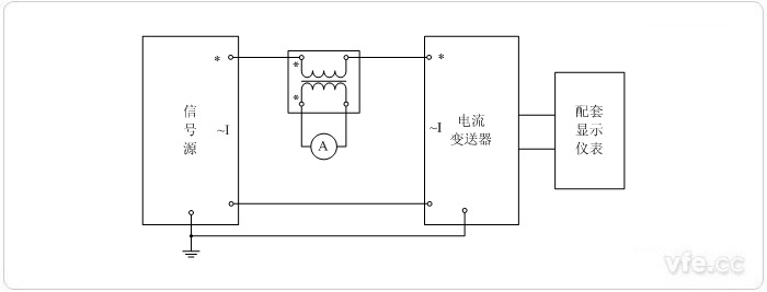 數字輸出電流變送器校準接線(xiàn)圖(電流互感器擴展標準表量程)